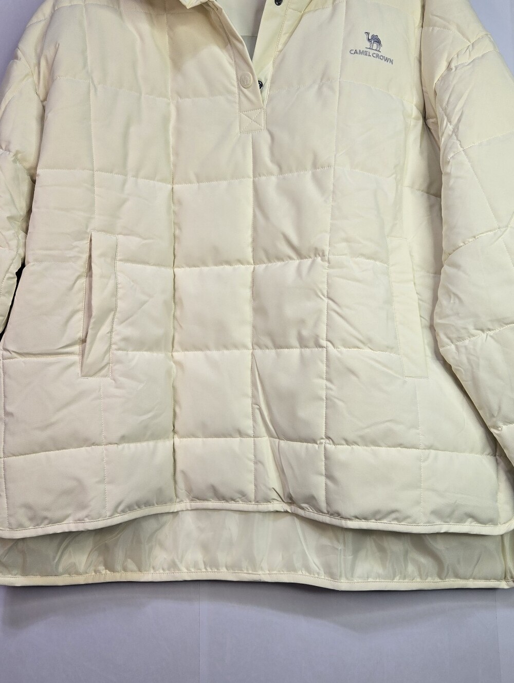 Camel Crown Women Size  XL Cream Hooded Half Zip  Puffer Pullover Jacket NWT - Picture 6 of 12